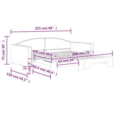 vidaXL Καναπές Κρεβάτι Συρόμενος Γκρι / Μπεζ 100x200cm Υφασμάτινος 1 τεμ. - Μονό