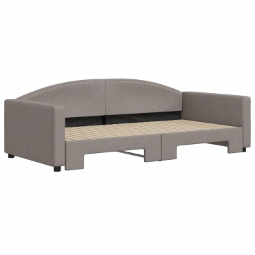 vidaXL Καναπές Κρεβάτι Συρόμενος Γκρι / Μπεζ 100x200cm Υφασμάτινος 1 τεμ. - Μονό