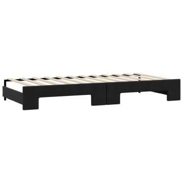 vidaXL Καναπές Κρεβάτι Συρόμενος Μαύρο 100x200cm Υφασμάτινος Στρώματα 1 τεμ. - Μονό