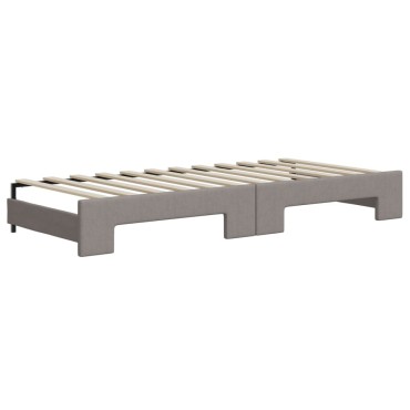 vidaXL Καναπές Κρεβάτι Συρόμενος Taupe 100x200cm Υφασμάτινος Συρτάρια 1 τεμ. - Μονό