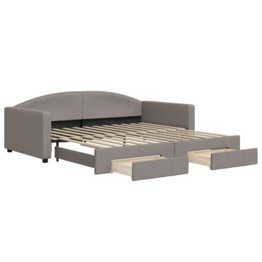vidaXL Καναπές Κρεβάτι Συρόμενος Taupe 100x200cm Υφασμάτινος Συρτάρια 1 τεμ. - Μονό