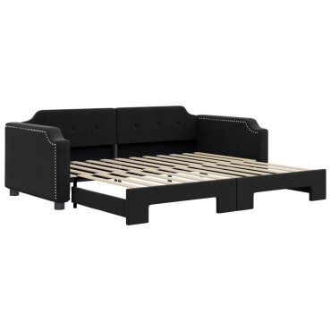 vidaXL Καναπές Κρεβάτι Συρόμενος Μαύρος 100x200cm Υφασμάτινος 1 τεμ. - Μονό