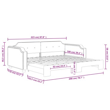 vidaXL Καναπές Κρεβάτι Συρόμενος Μαύρος 100x200cm Υφασμάτινος 1 τεμ. - Μονό