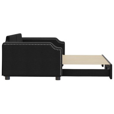 vidaXL Καναπές Κρεβάτι Συρόμενος Μαύρος 100x200cm Υφασμάτινος 1 τεμ. - Μονό