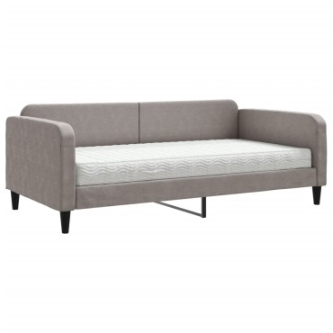 vidaXL Καναπές Κρεβάτι με Στρώμα Taupe 100 x 200 εκ. Υφασμάτινο