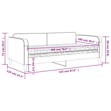 vidaXL Καναπές Κρεβάτι με Στρώμα Taupe 100 x 200 εκ. Υφασμάτινο