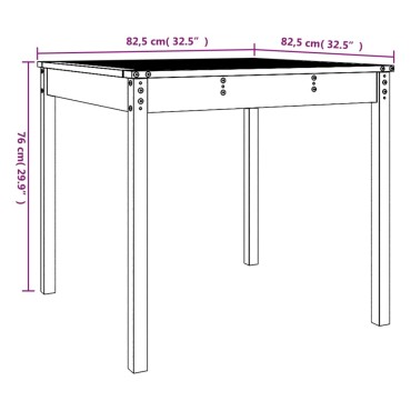 vidaXL Τραπέζι Κήπου Λευκό 82,5x82,5x76cm από Μασίφ Ξύλο Πεύκου 1 τεμ.