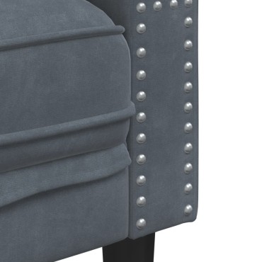 vidaXL Καναπές Chesterfield Σετ 2 τεμ. με Στηρίγματα Σκ. Γκρι Βελούδο 174x74,5x70,5cm  Διθέσιος Τριθέσιος