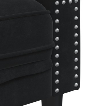 vidaXL Καναπές Chesterfield Σετ 3 τεμ. με Στηρίγματα Μαύρο Βελούδο 71x74,5x70,5cm  Διθέσιος Τριθέσιος