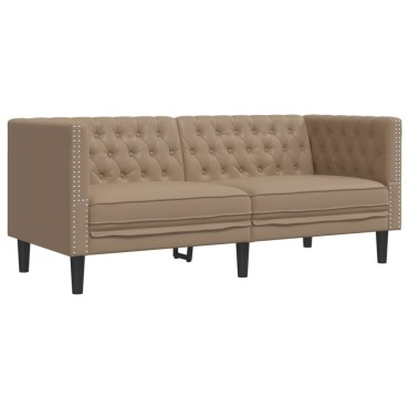 vidaXL Καναπές Chesterfield 2 θέσεων Καπουτσίνο από Συνθετικό Δέρμα 174x74,5x70,5cm