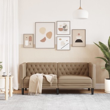 vidaXL Καναπές Chesterfield 2 θέσεων Καπουτσίνο από Συνθετικό Δέρμα 174x74,5x70,5cm