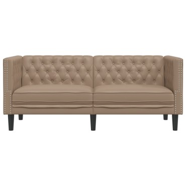 vidaXL Καναπές Chesterfield 2 θέσεων Καπουτσίνο από Συνθετικό Δέρμα 174x74,5x70,5cm
