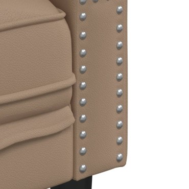 vidaXL Καναπές Chesterfield 2 θέσεων Καπουτσίνο από Συνθετικό Δέρμα 174x74,5x70,5cm