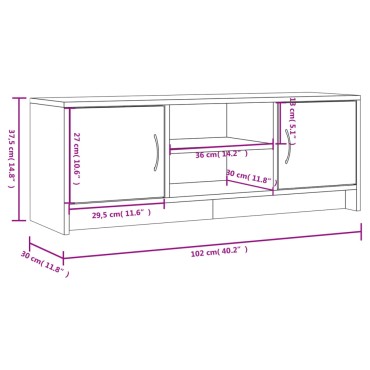 vidaXL Έπιπλο Τηλεόρασης Καφέ Δρυς 102x30x37,5cm Επεξεργασμένο Ξύλο