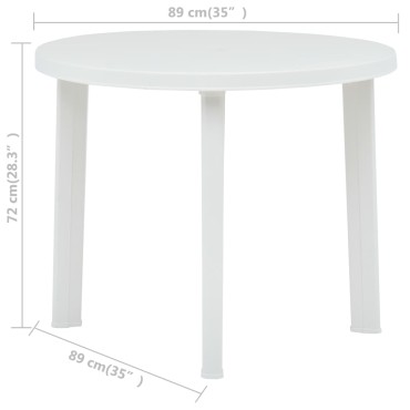 vidaXL Τραπέζι Κήπου Λευκό Πλαστικό 89x72cm 1 τεμ.