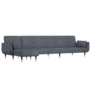 vidaXL Καναπές Κρεβάτι Γωνιακός Σκ. Γκρι 275x140x70cm Βελούδινος 1 τεμ.