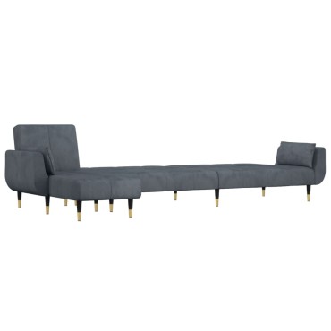 vidaXL Καναπές Κρεβάτι Γωνιακός Σκ. Γκρι 275x140x70cm Βελούδινος 1 τεμ.