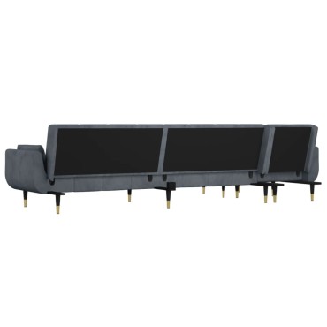 vidaXL Καναπές Κρεβάτι Γωνιακός Σκ. Γκρι 275x140x70cm Βελούδινος 1 τεμ.