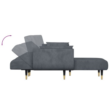 vidaXL Καναπές Κρεβάτι Γωνιακός Σκ. Γκρι 275x140x70cm Βελούδινος 1 τεμ.