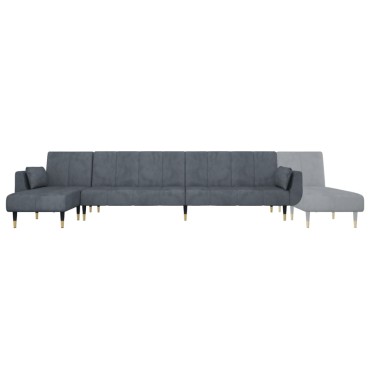 vidaXL Καναπές Κρεβάτι Γωνιακός Σκ. Γκρι 275x140x70cm Βελούδινος 1 τεμ.