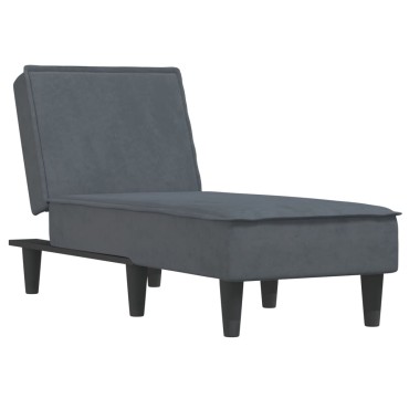 vidaXL Ανάκλιντρο Σκούρο Γκρι Βελούδινο 55x140x70cm 1 τεμ.