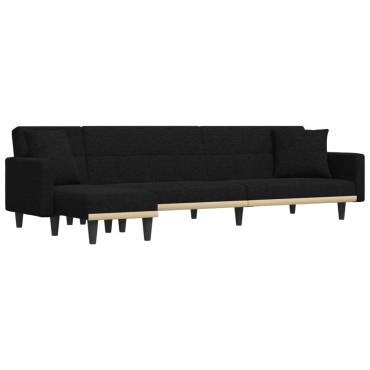 vidaXL Καναπές Κρεβάτι Γωνιακός Μαύρος 275x140x70cm Υφασμάτινος 1 τεμ.