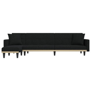 vidaXL Καναπές Κρεβάτι Γωνιακός Μαύρος 275x140x70cm Υφασμάτινος 1 τεμ.