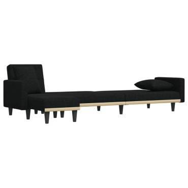 vidaXL Καναπές Κρεβάτι Γωνιακός Μαύρος 275x140x70cm Υφασμάτινος 1 τεμ.