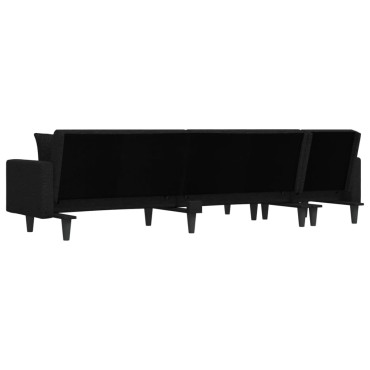 vidaXL Καναπές Κρεβάτι Γωνιακός Μαύρος 275x140x70cm Υφασμάτινος 1 τεμ.