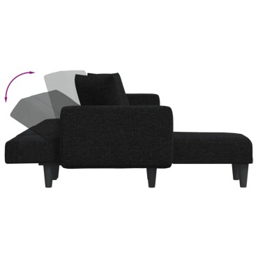 vidaXL Καναπές Κρεβάτι Γωνιακός Μαύρος 275x140x70cm Υφασμάτινος 1 τεμ.