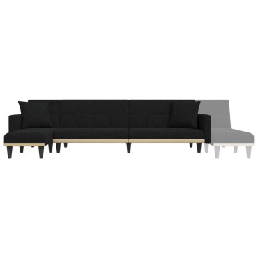vidaXL Καναπές Κρεβάτι Γωνιακός Μαύρος 275x140x70cm Υφασμάτινος 1 τεμ.