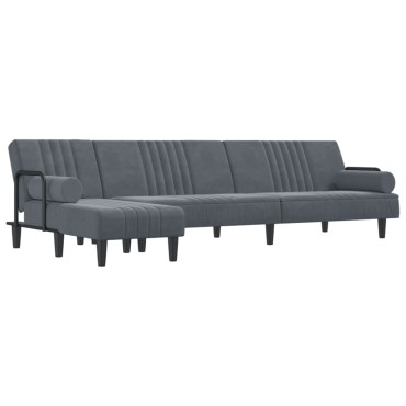 vidaXL Καναπές Κρεβάτι Γωνιακός Σκ. Γκρι 260x140x70cm Βελούδινος 1 τεμ.