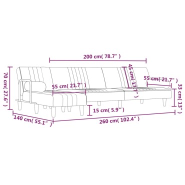 vidaXL Καναπές Κρεβάτι Γωνιακός Σκ. Γκρι 260x140x70cm Βελούδινος 1 τεμ.