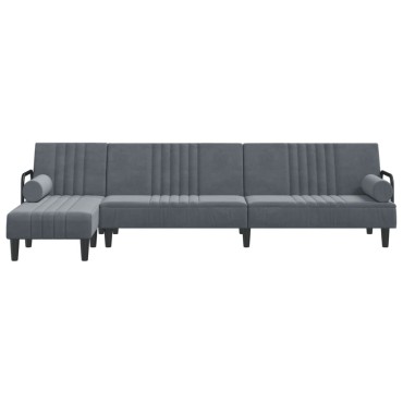 vidaXL Καναπές Κρεβάτι Γωνιακός Σκ. Γκρι 260x140x70cm Βελούδινος 1 τεμ.
