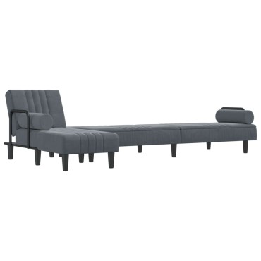 vidaXL Καναπές Κρεβάτι Γωνιακός Σκ. Γκρι 260x140x70cm Βελούδινος 1 τεμ.