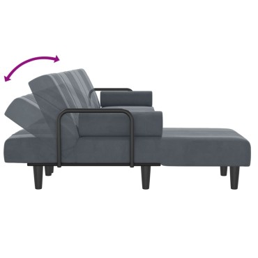 vidaXL Καναπές Κρεβάτι Γωνιακός Σκ. Γκρι 260x140x70cm Βελούδινος 1 τεμ.