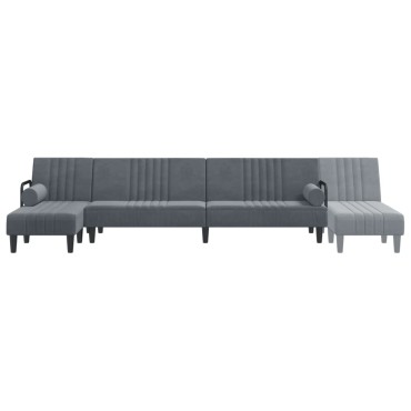 vidaXL Καναπές Κρεβάτι Γωνιακός Σκ. Γκρι 260x140x70cm Βελούδινος 1 τεμ.