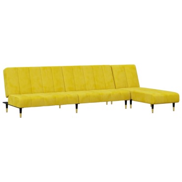 vidaXL Σαλόνι Σετ 2 τεμ. Κίτρινο από Βελούδο 200x84,5x69cm  Διθέσιος