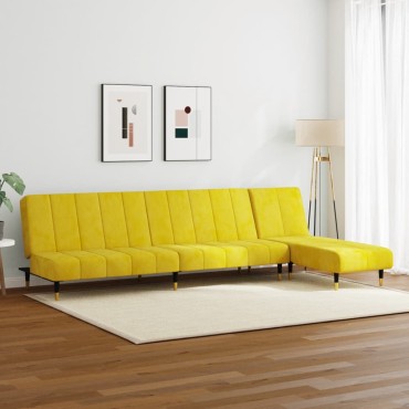 vidaXL Σαλόνι Σετ 2 τεμ. Κίτρινο από Βελούδο 200x84,5x69cm  Διθέσιος