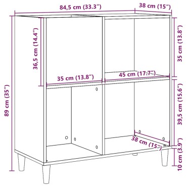 vidaXL Δισκοθήκη Παλιό Ξύλο 84,5x38x89cm από Επεξεργασμένο Ξύλο 1 τεμ.