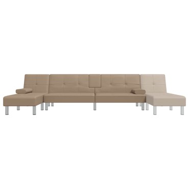 vidaXL Καναπές Κρεβάτι Γωνιακός Καπουτσίνο 255x140x70cm Συνθ. Δέρμα 1 τεμ.