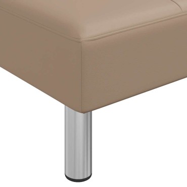 vidaXL Καναπές Κρεβάτι Γωνιακός Καπουτσίνο 255x140x70cm Συνθ. Δέρμα 1 τεμ.