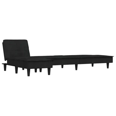 vidaXL Καναπές Κρεβάτι Γωνιακός Μαύρος 255x140x70cm Βελούδινος 1 τεμ.