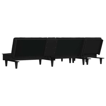 vidaXL Καναπές Κρεβάτι Γωνιακός Μαύρος 255x140x70cm Βελούδινος 1 τεμ.