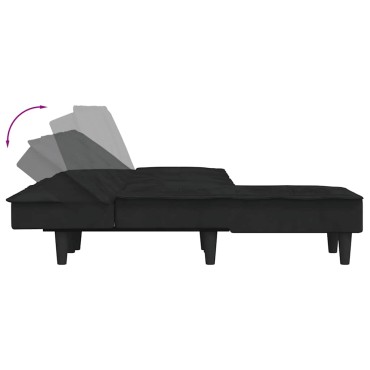 vidaXL Καναπές Κρεβάτι Γωνιακός Μαύρος 255x140x70cm Βελούδινος 1 τεμ.