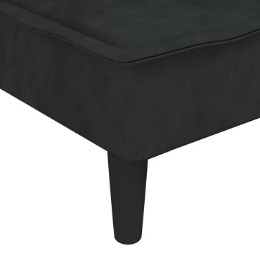 vidaXL Καναπές Κρεβάτι Γωνιακός Μαύρος 255x140x70cm Βελούδινος 1 τεμ.