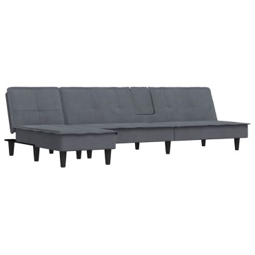 vidaXL Καναπές Κρεβάτι Γωνιακός Σκ. Γκρι 255x140x70cm Βελούδινος 1 τεμ.