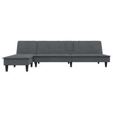 vidaXL Καναπές Κρεβάτι Γωνιακός Σκ. Γκρι 255x140x70cm Βελούδινος 1 τεμ.