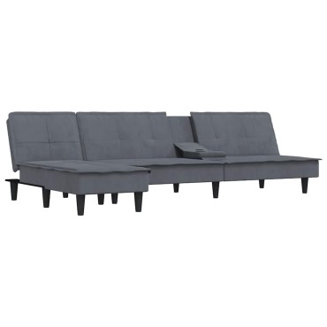 vidaXL Καναπές Κρεβάτι Γωνιακός Σκ. Γκρι 255x140x70cm Βελούδινος 1 τεμ.