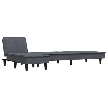 vidaXL Καναπές Κρεβάτι Γωνιακός Σκ. Γκρι 255x140x70cm Βελούδινος 1 τεμ.